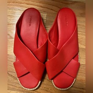 Red leather Vince sandals